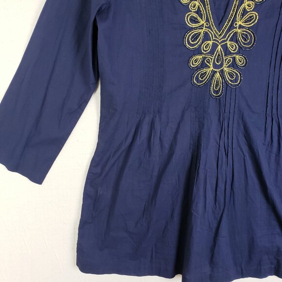 Lilly Pulitzer Sarasota Beaded Embroidered Tunic Top Navy S Resort Boho Preppy - Picture 11 of 12
